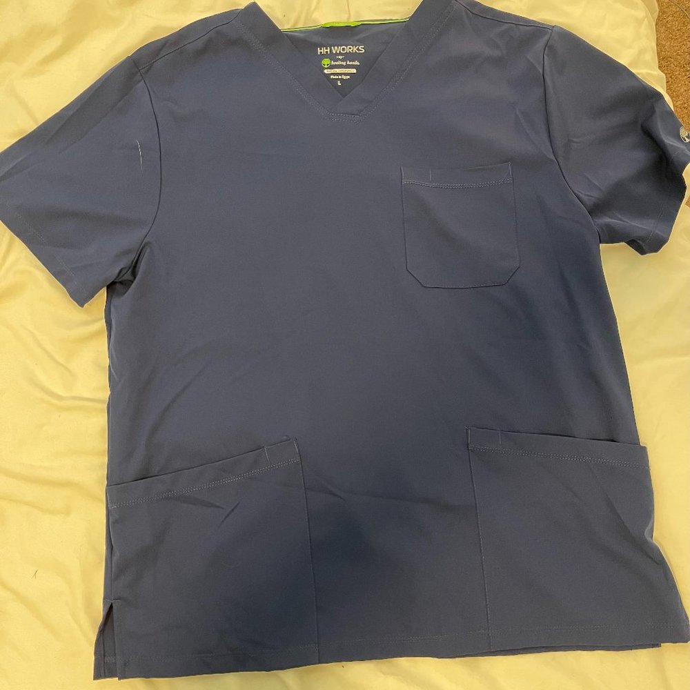 Navy Men's Healing Hands Men's Matthew V-Neck Solid Scrub Top